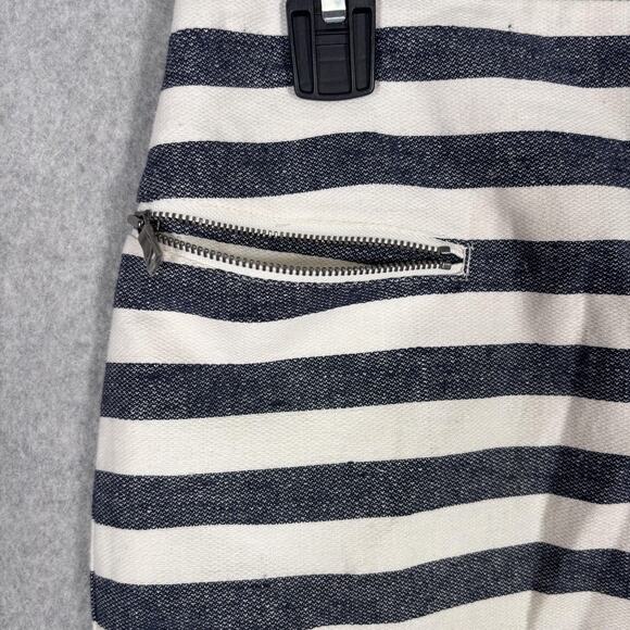 Ann Taylor Pencil Skirt 6 Gray Navy White Linen Cotton Zipper Pockets Nautical - Picture 6 of 13
